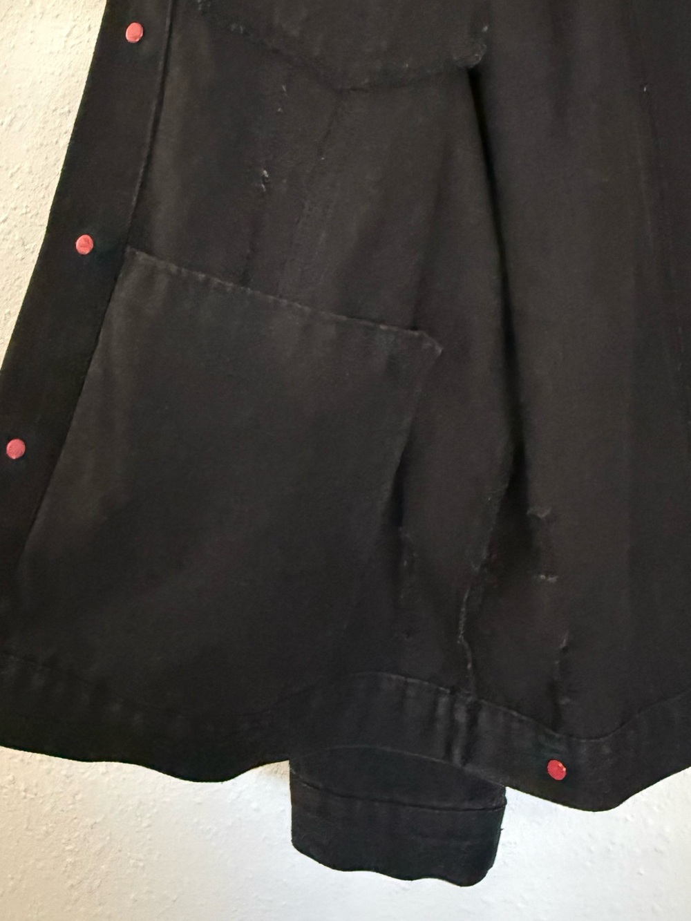 Cisono Black Distressed Denim Jacket Red Rose Embroidered XL - Picture 12 of 13